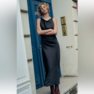 NWT Zara Satin Effect Midi Dress